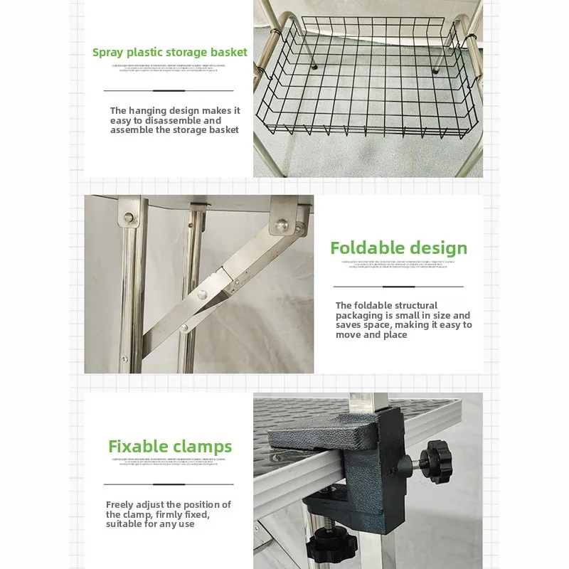 Mesa plegable para el cuidado de mascotas, recortador de pelo para ducha de belleza limpia, mesa de acero inoxidable, productos para tienda de mascotas, accesorios - imagen 4