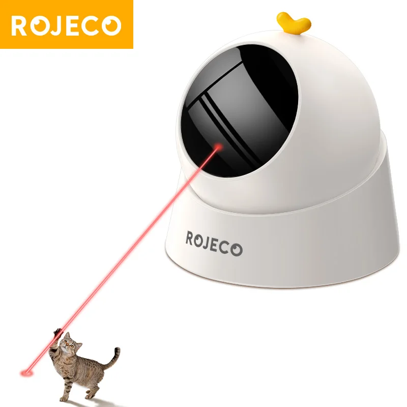 ROJECO-juguete láser automático para gatos, modo ajustable interactivo, juguete eléctrico para gatos para gatitos, perros, juguetes láser inteligentes para interiores