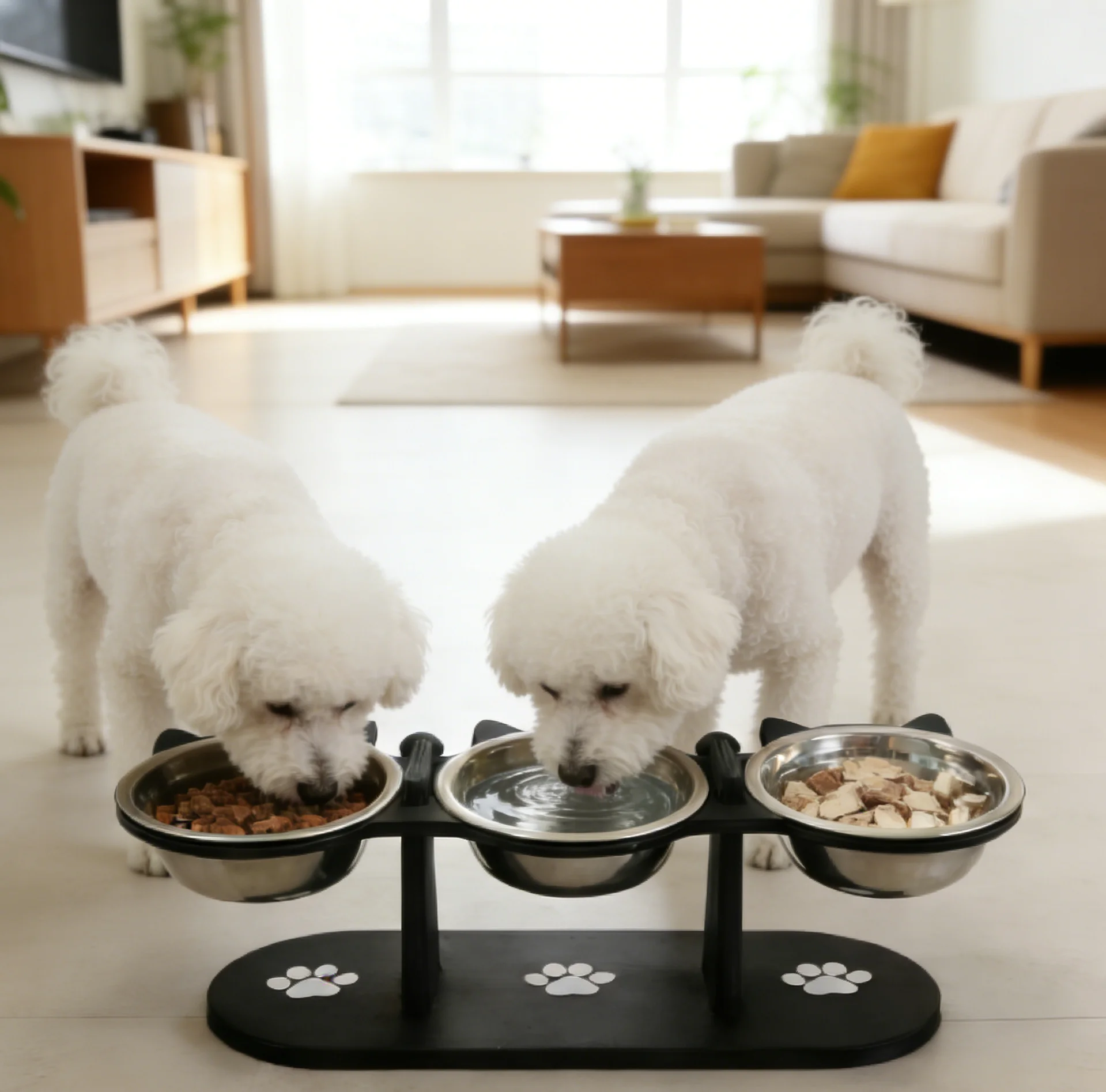 Comedero antivómito elevado para gatos y perros pequeños