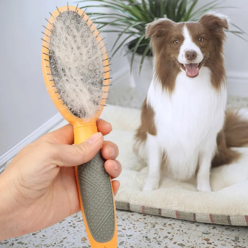 Peine para perros, removedor de pelo para mascotas, peines de doble cara para herramientas de limpieza para gatos, cepillo de masaje para el cuidado de perros, cepillo de pelo largo para gatos, productos para mascotas