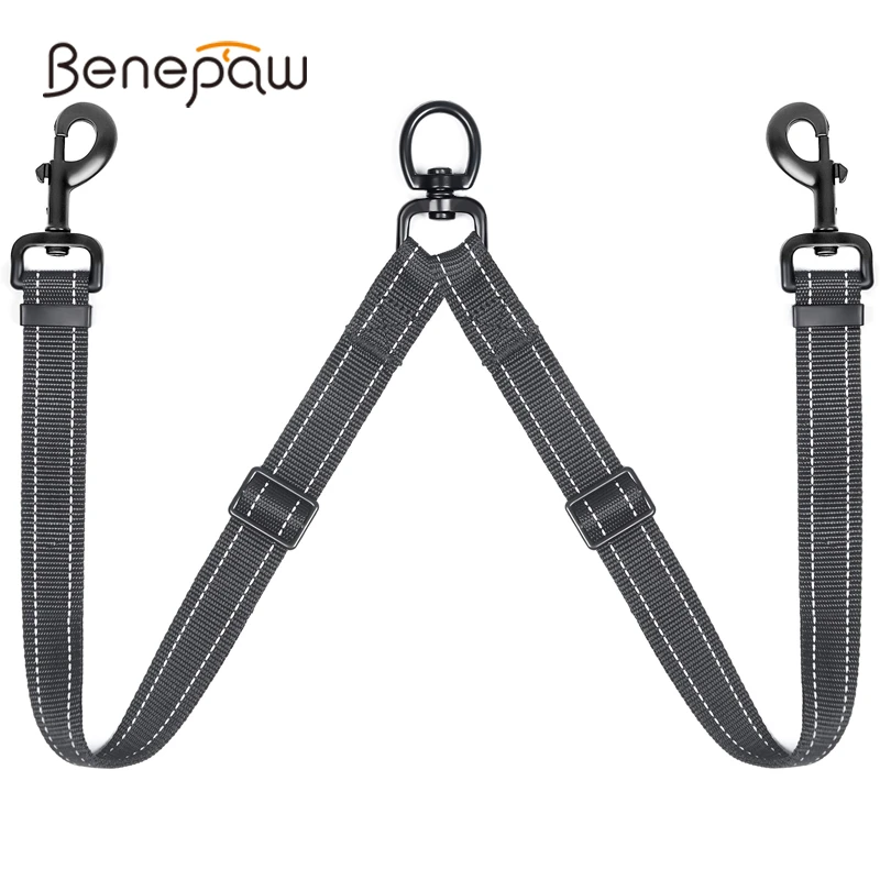 Benepaw correa doble perro correa entrenamiento caminar reflectante sin enredos longitud ajustable