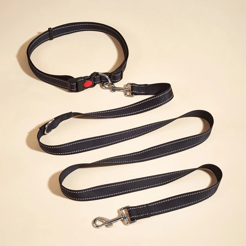 CAWAYI KENNEL-correas de nailon para mascotas, cuerda de tracción con cintura libre, manos libres, cadena a prueba de explosiones para perros grandes - imagen 5