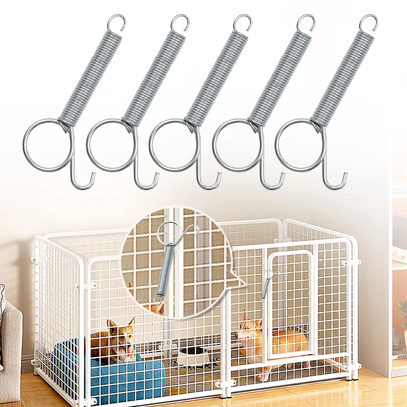 Gancho de resorte para puerta de jaula de 8,5 cm, accesorios de jaula de Metal, ganchos, resorte de fijación de tensión resistente para jaulas de alambre de conejo/pájaro/Hamster, 5/10 Uds. - imagen 2