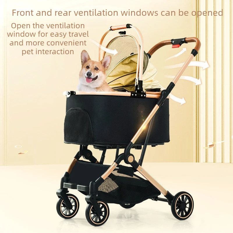 Cochecito para perros pequeños y gatos – Carrito plegable con cesta desmontable - imagen 3