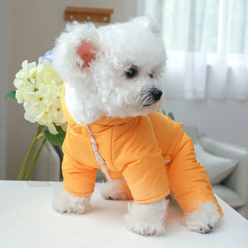 Ropa gruesa y cálida para perros, chaqueta de invierno para Cosplay de dinosaurio, días de nieve sólidos, ropa personalizada para gatos y Bulldog Francés de Año Nuevo - imagen 2