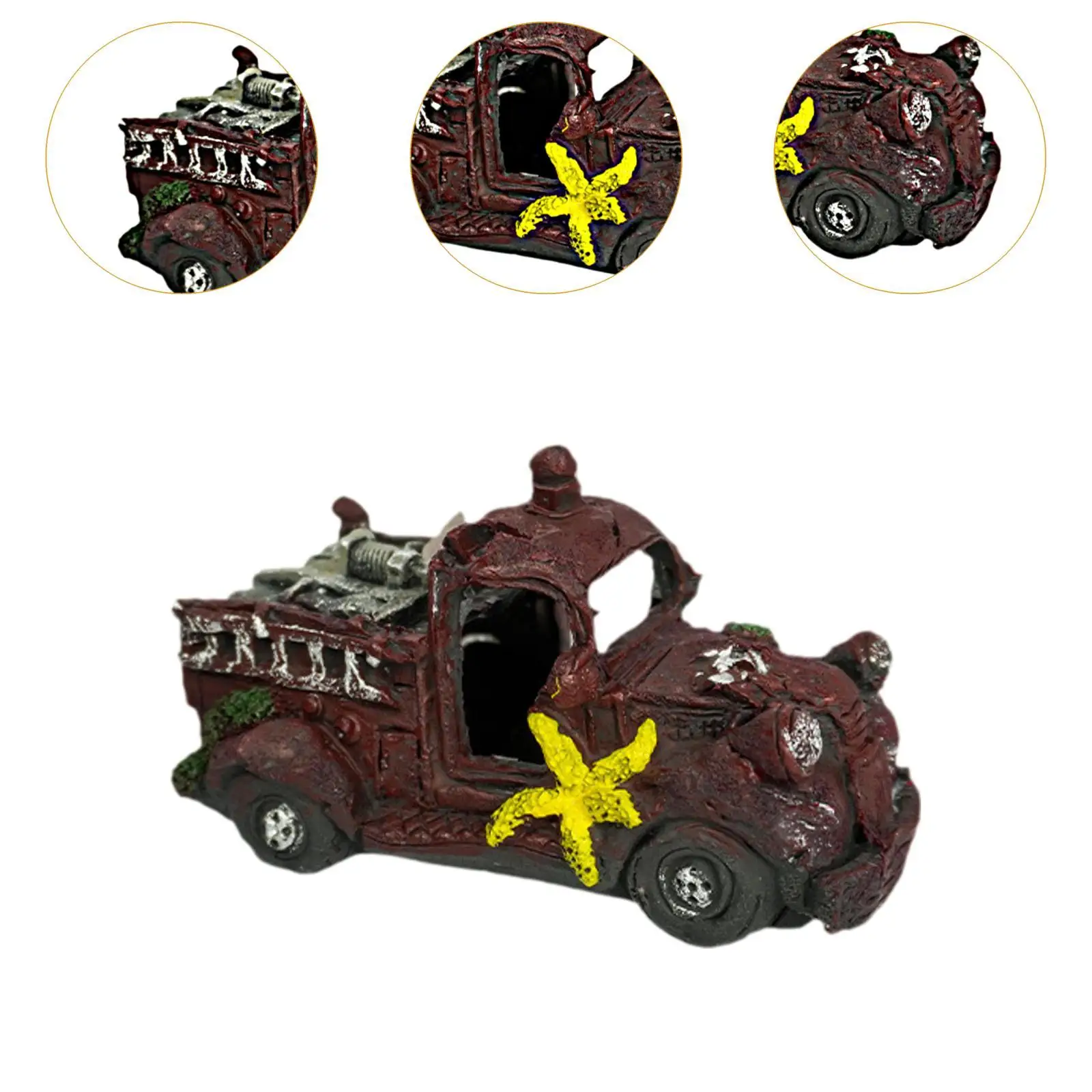 Resin Auto Wreck Aquarium Decoration for Fish Salt and Fresh Water Spawning