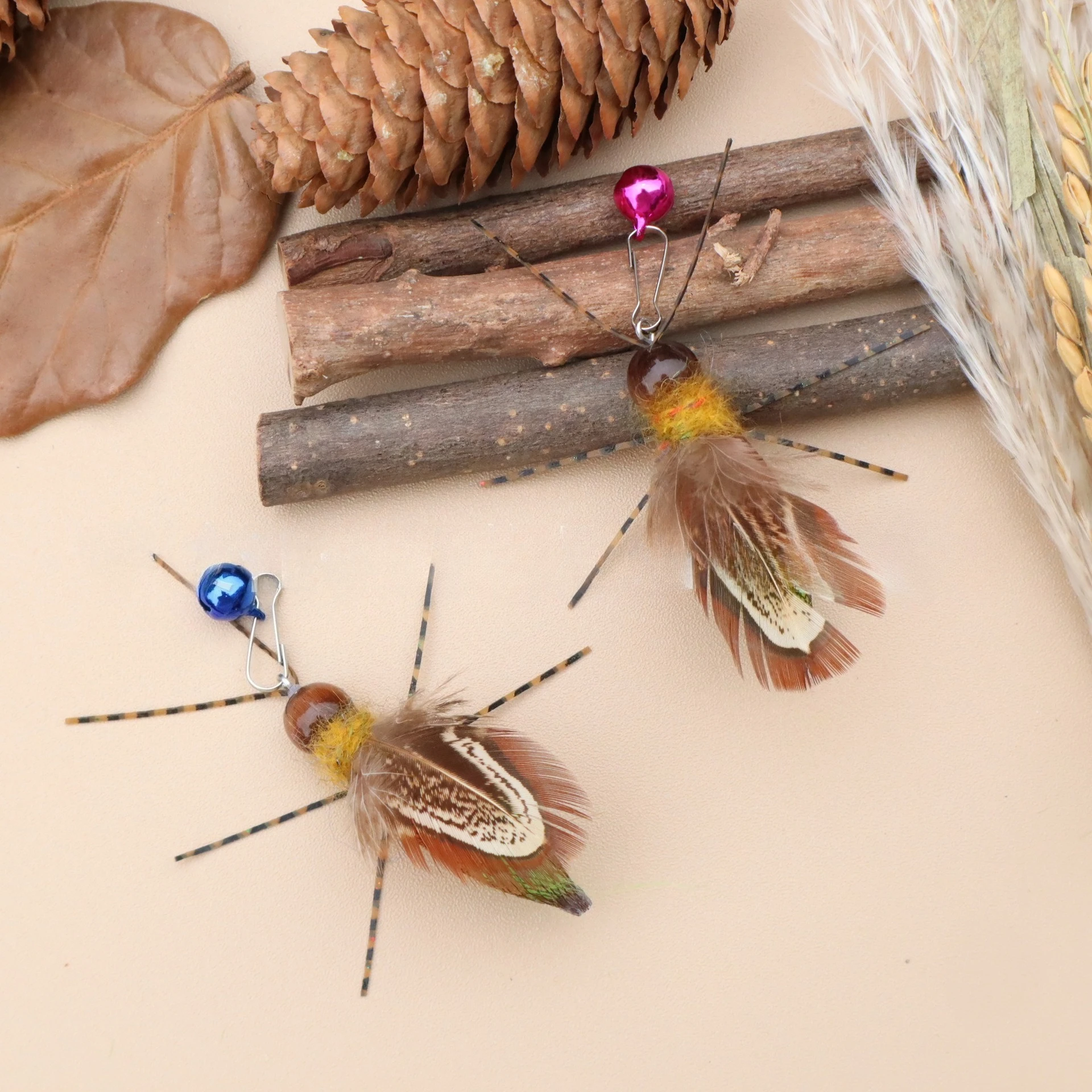 Accesorios de repuesto de pluma de luciérnaga de simulación, palo divertido para gato, varilla Teaser, juguete para mascotas de plástico, 1 ud./2 uds.