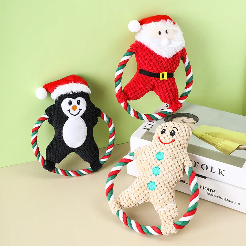 Juguetes de peluche navideños, bonitos nudos para perros, juguetes de Navidad y Año Nuevo, resistentes al sonido, suministros para mascotas resistentes a mordeduras y moler - imagen 4