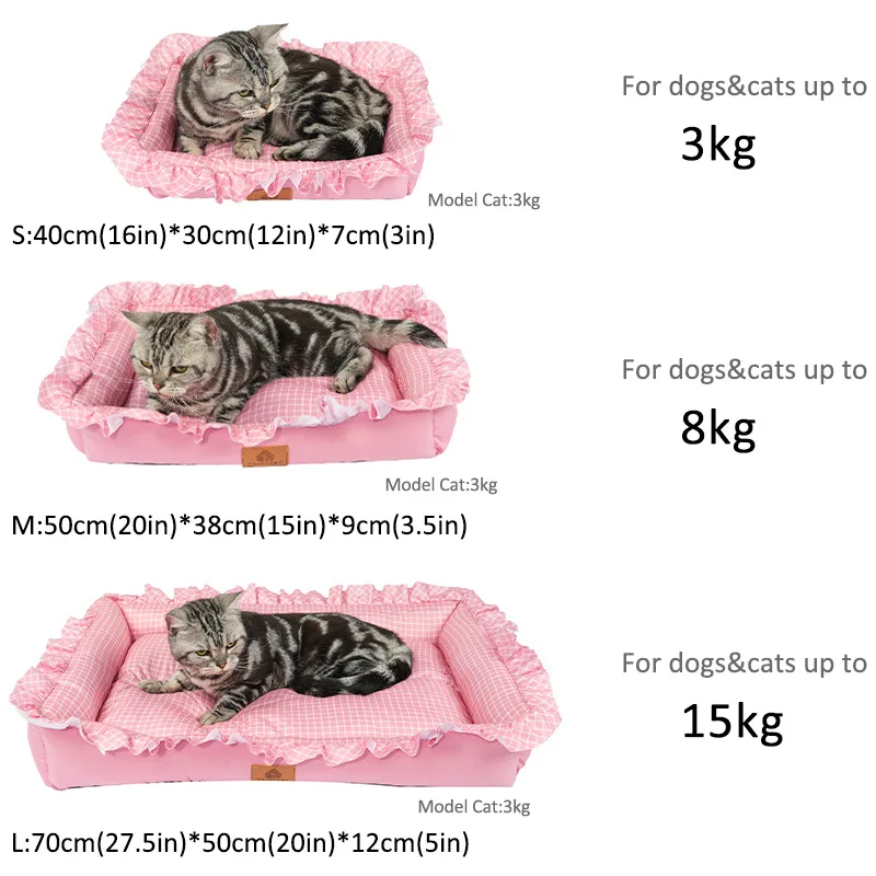 Nidos para mascotas para perros pequeños, nido cuadrado con borde de oreja de madera a la moda y fresco para gatos, cama para gatos, productos para mascotas - imagen 3