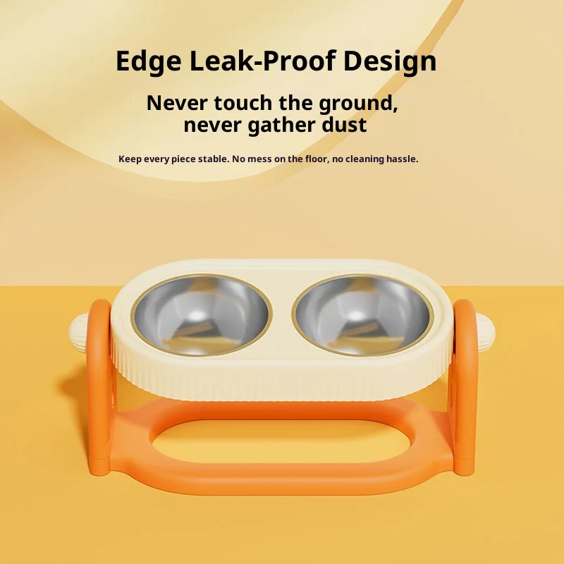 Cuenco para mascotas de altura ajustable con soporte para el cuello, plato doble de acero inoxidable, antideslizante, fácil de limpiar, cuenco para perros y gatos de gran capacidad - imagen 5