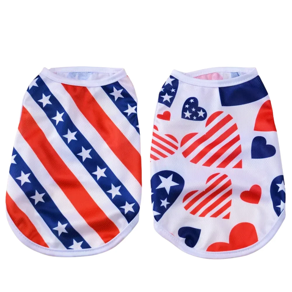 Ropa para perros pequeños y medianos Día de la independencia 4 de julio Chaleco suave para cachorros Camiseta transpirable para gatos Ropa fresca para mascotas Bulldog