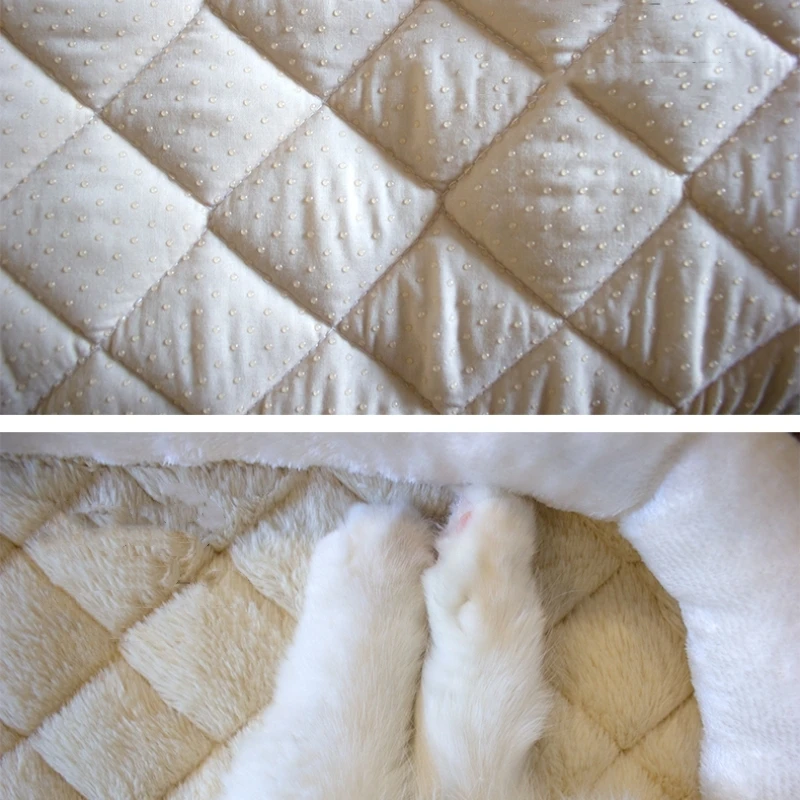 Thicken Cama de felpa para gatos Suave y cálido cuadrado beige gris rosa Cojín para perros Sofá para dormir para gatitos Sphynx Gato suministros en invierno - imagen 5