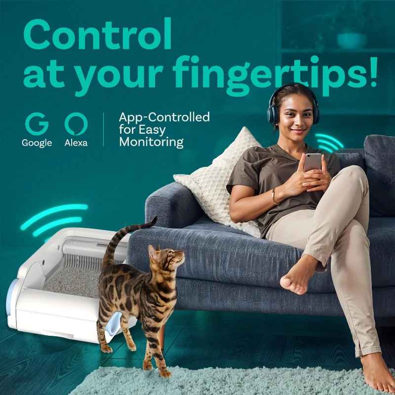 Caja de arena inteligente para gatos, caja de arena automática de seguridad, autolimpiante, bandeja de arena para gatos y gatitos, Base de acero inoxidable, inodoro para gatitos y mascotas - imagen 4