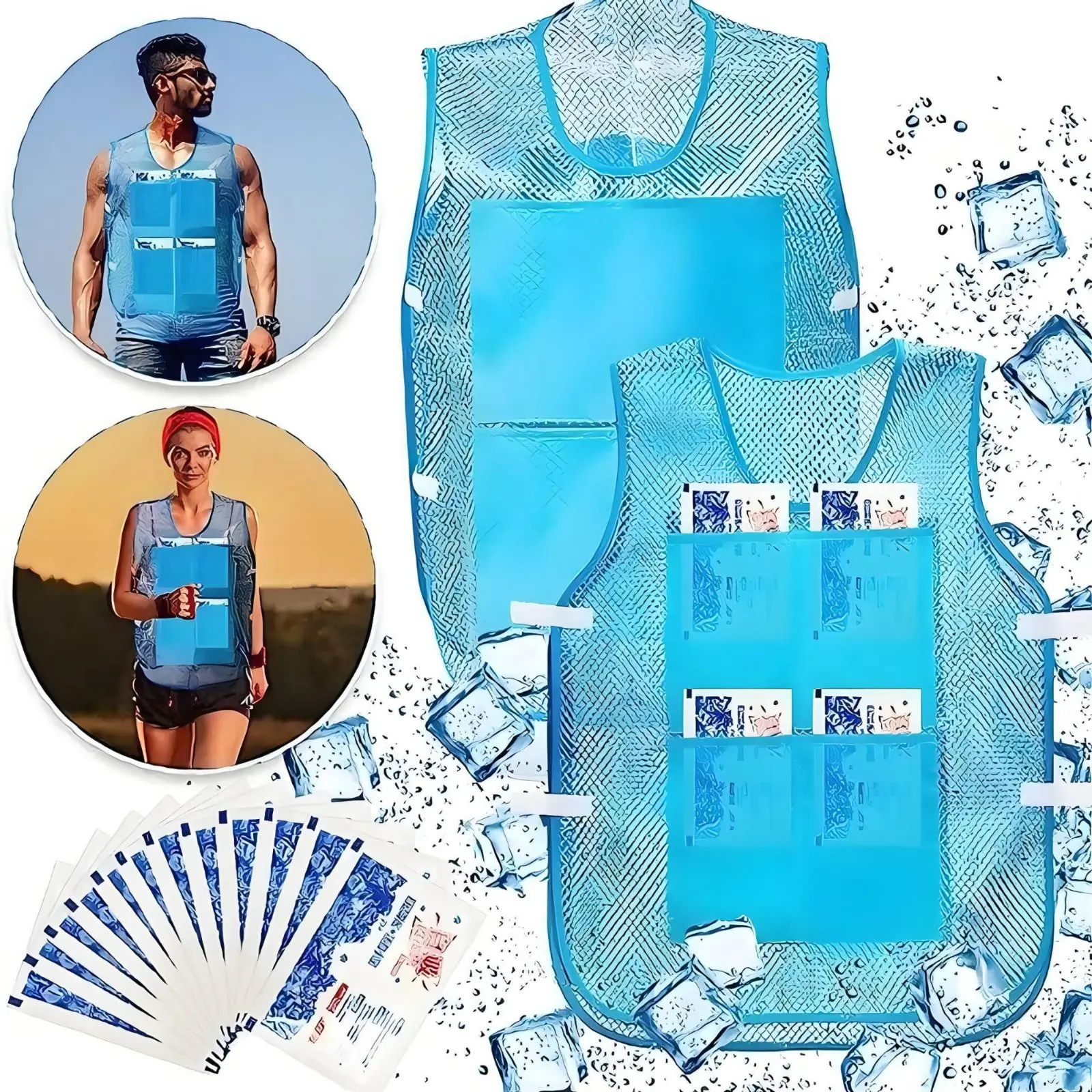 Chaleco con bolsa de hielo para perros y gatos: secado rápido verano - imagen 3