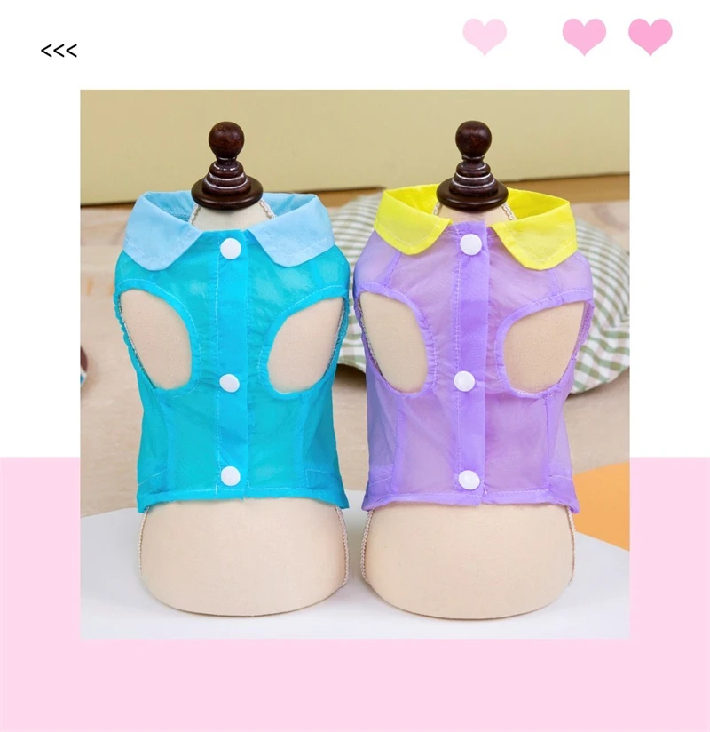Ropa con protección UV para perros pequeños y medianos, sudadera ligera impermeable de verano para gatos, chaleco sin mangas para exteriores, monos para cachorros - imagen 3
