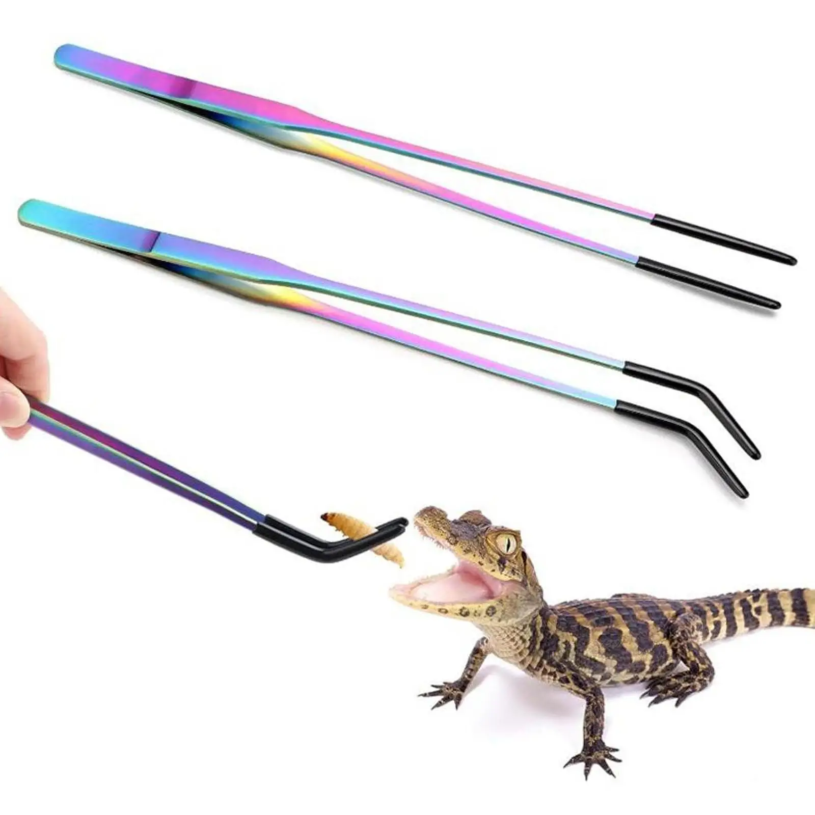 Reptile Feeding Tongs with Black Silicone Tip for Aquascaping Bearded Dragon Reptile Feeding Tongs with Black Silicone Tip for Aquascaping Bearded Dragon