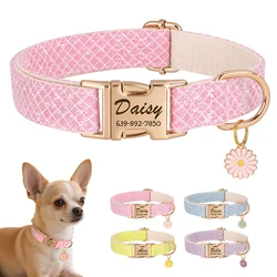 Collar de nylon personalizado para perros con placa grabada Chihuahua