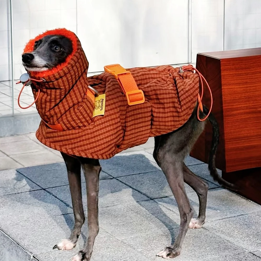 Abrigo de Invierno para Perro - Naranja acolchado con cuello alto - imagen 3