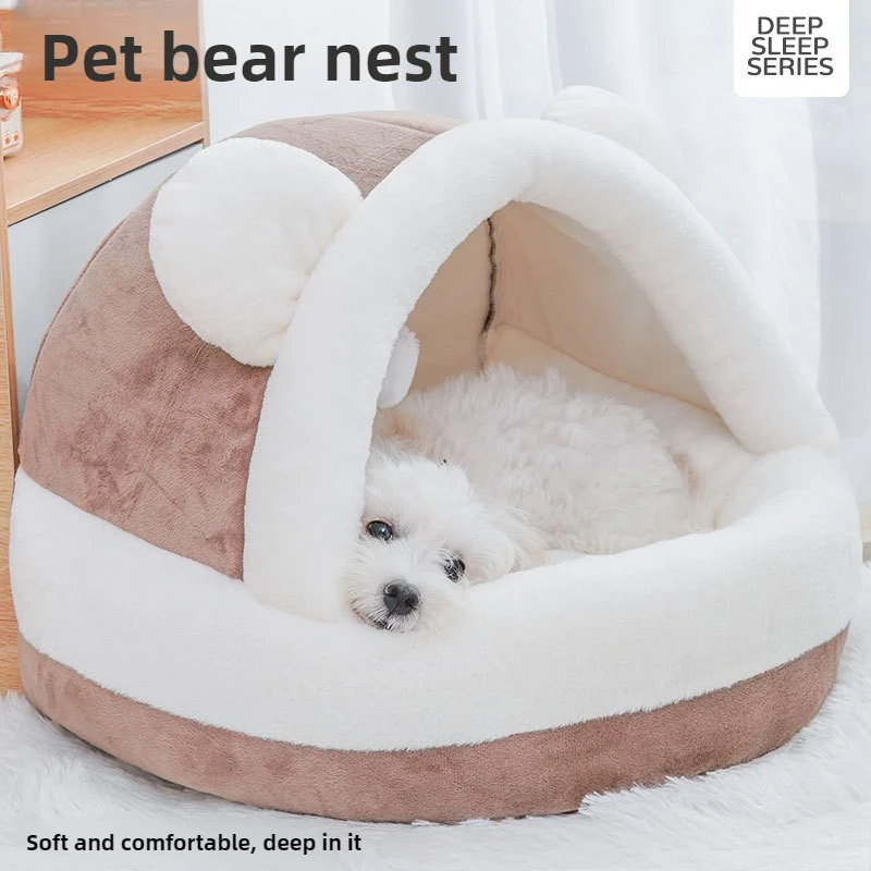 Cama peluche oso para gatos y perros – uso todo el año duradero - imagen 3