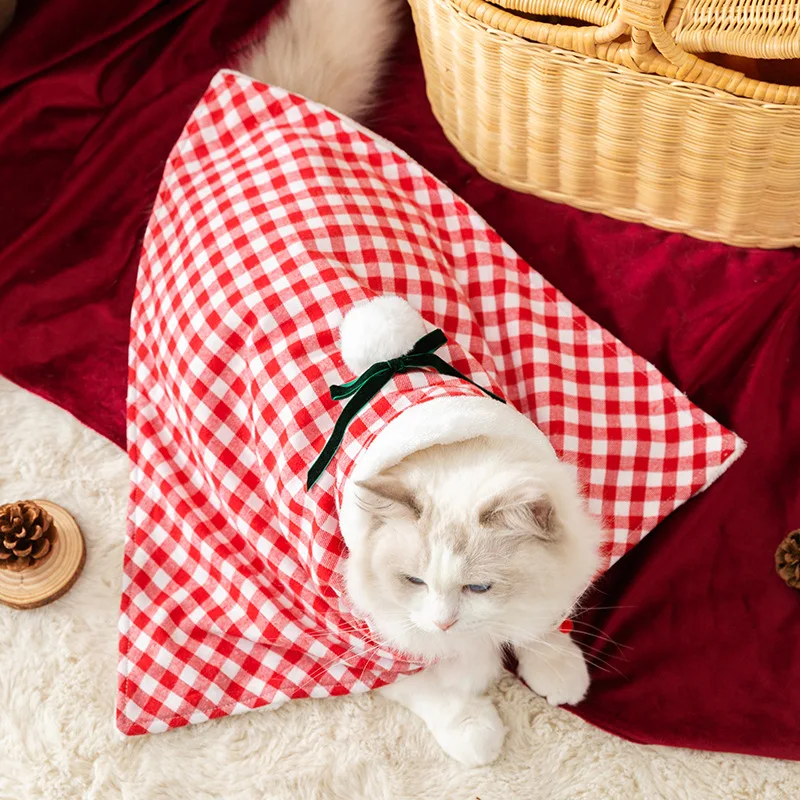 Ropa de otoño e invierno para gatos, mantas de Navidad y Año Nuevo, mantas de Año Nuevo, mantas cálidas y gruesas, ropa para perros pequeños y mascotas - imagen 3