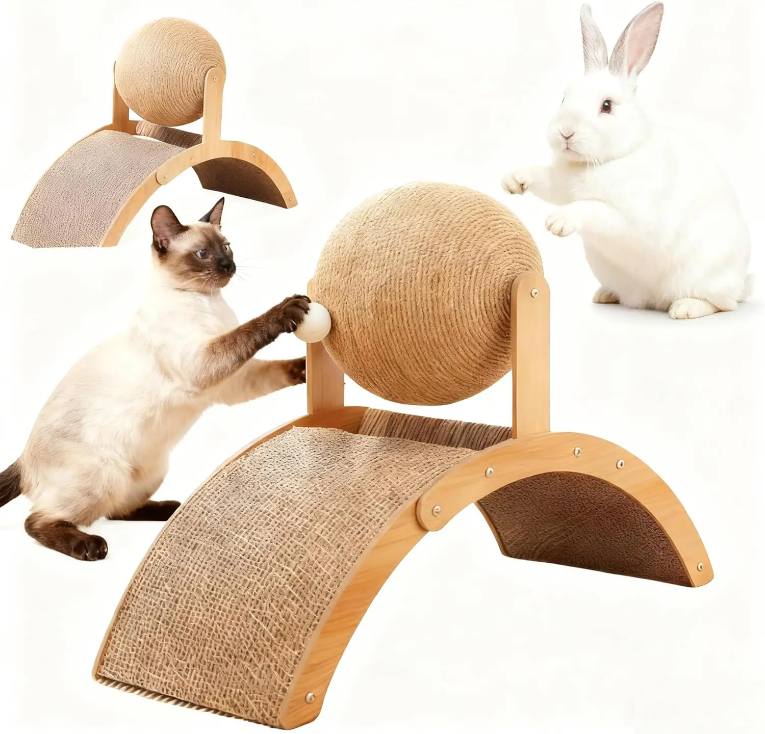Rascador de Madera para Gatos con Torre y Cuerda de Sisal Resistente - imagen 2