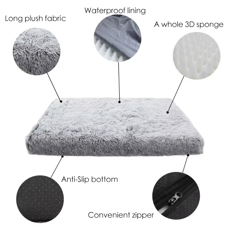 Cama para perros, camas para gatos de peluche súper suaves para perros pequeños, medianos y grandes, extraíble para limpiar al cojín para cachorros, camas para perros aplamadas, estera para mascotas - imagen 5