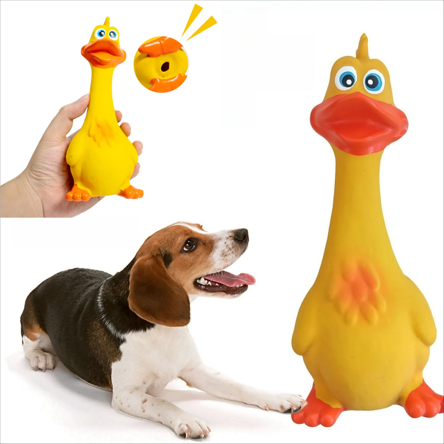 Juguetes para perros de látex chirriantes, juguetes para masticar pollo con sonido, juguete interactivo resistente a mordeduras para cachorros y gatos, divertido juguete para apretar - imagen 2