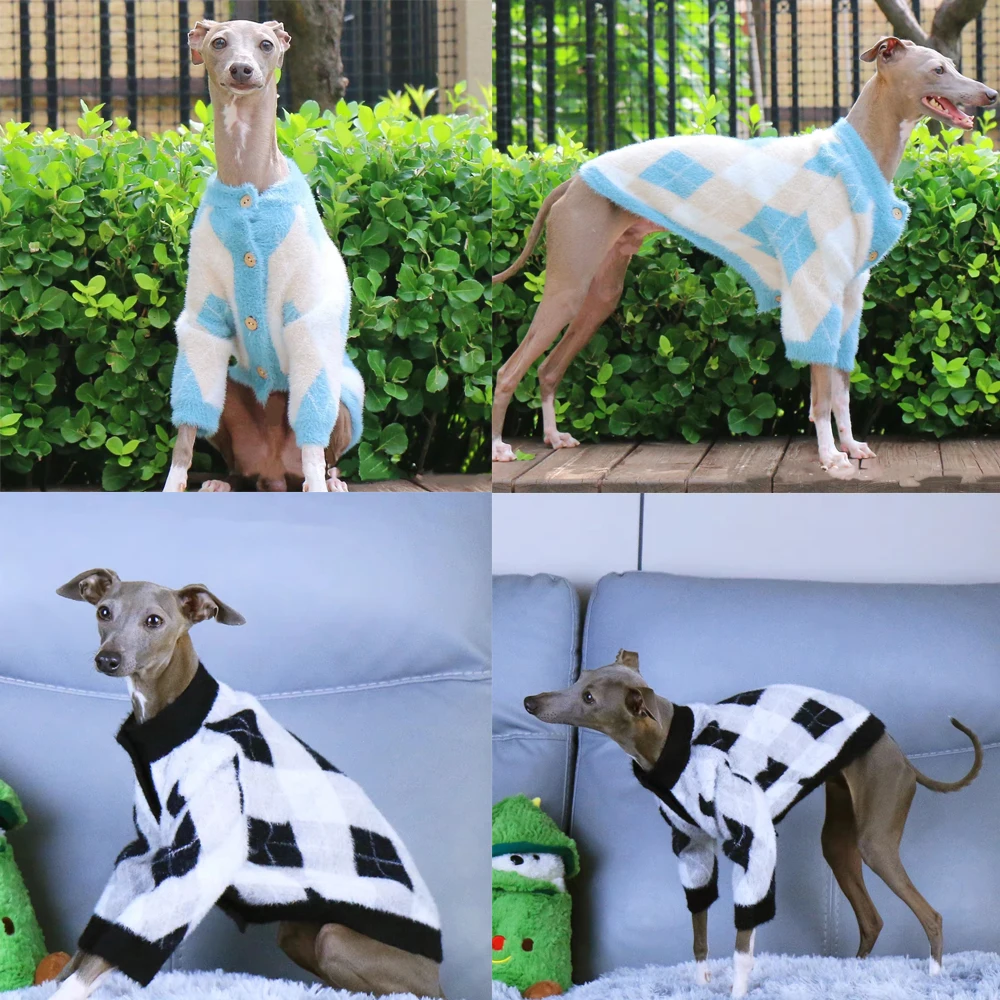 Suéter cálido de otoño para galgo italiano Whippet, abrigo de invierno de manga larga con botones para perros Terrier, chaqueta gruesa en primavera