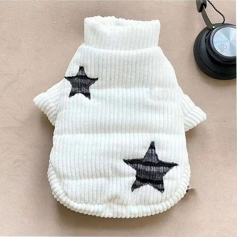 Abrigo de pana para mascotas estrella Otoño/Invierno Parkas cálidas para perros al aire libre chaqueta bonita con ropa de terciopelo para cachorros ropa para perros pequeños - imagen 5