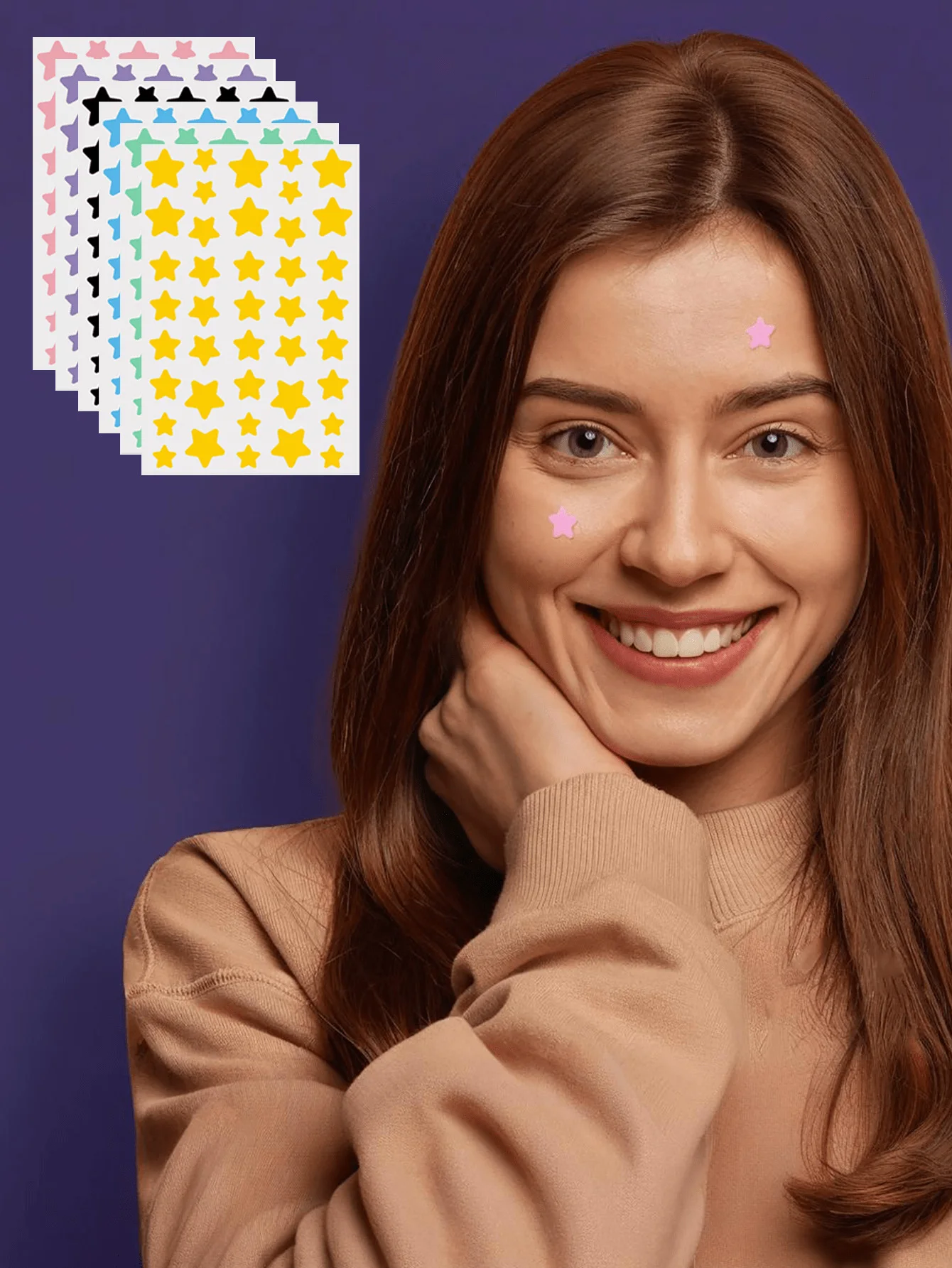 Pegatinas faciales con estrellas - 240 piezas multicolor, para fiestas - imagen 5