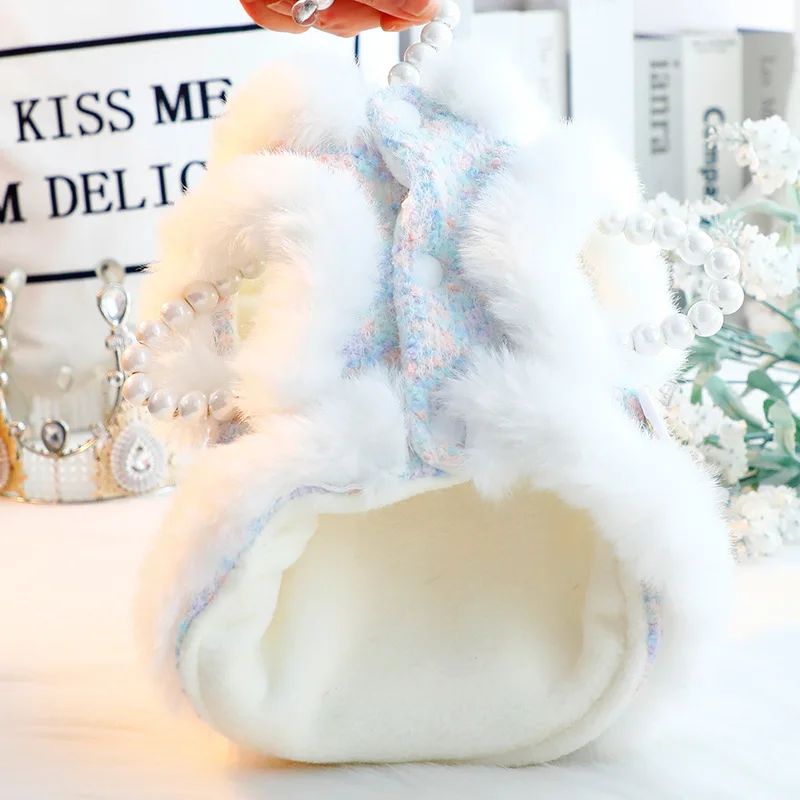 Ropa para perros, ropa de otoño e invierno, ropa gruesa de princesa para gatos, ropa acolchada de algodón, tracción de pelusa, suministros para mascotas de peluche para perros pequeños - imagen 3