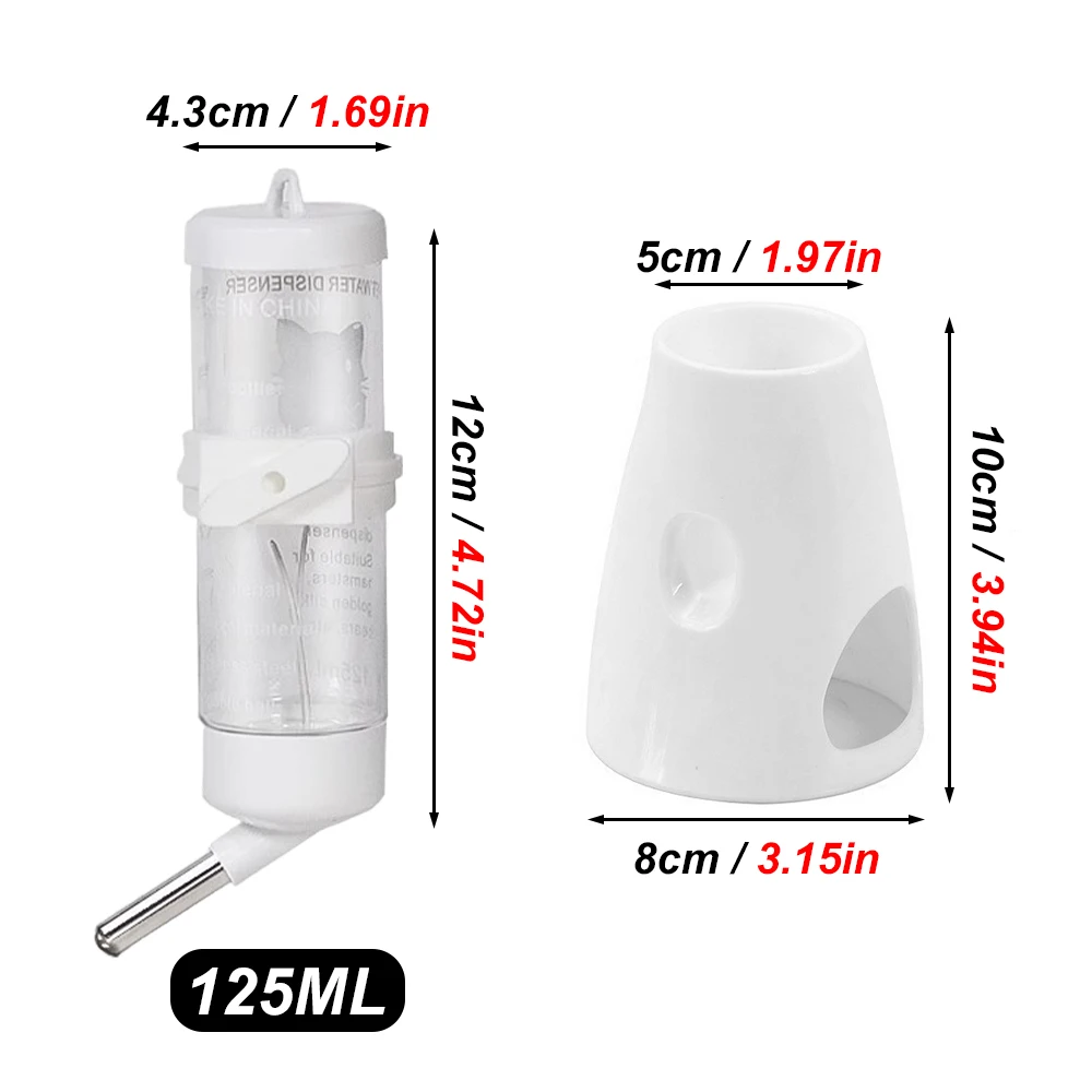 Juego de botellas de agua 2 en 1 para hámster y conejo, bebedero desmontable a prueba de fugas con rodamiento de bolas, alimentador de agua para ocultar el lugar, 1 Juego - imagen 2