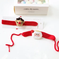 Collar navideño de lana con cereza para perros – estilo festivo
