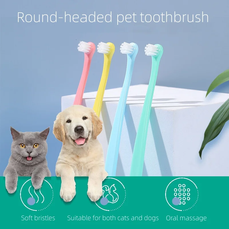 1 Uds. Cepillo de dientes para limpieza de dientes de perro, cepillo de cabeza pequeña para perros, herramientas de limpieza de dientes y boca, cuidado de mascotas, cepillo de dientes para gatos, productos para mascotas