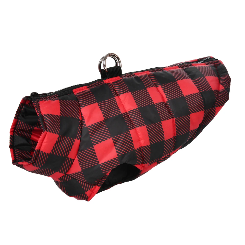 Ropa cálida de invierno para perros pequeños, abrigo para cachorros, chaqueta para gatos con cremallera, disfraz impermeable de Yorkie Pug, ropa para mascotas con estampado a cuadros - imagen 3