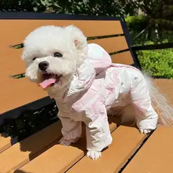 Abrigo de invierno lana rosa princesa para perro pequeño Teddy Bichon