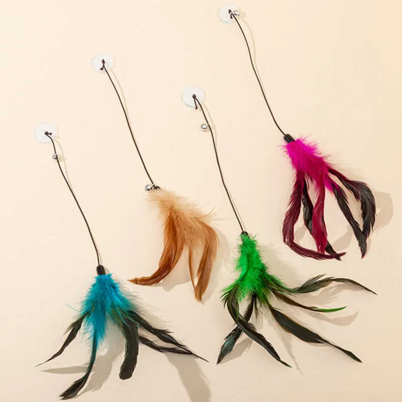 Conjunto de juguetes interactivos para gatos, juego de plumas colgantes para entrenamiento de gatos, palo de succión, suministros para mascotas - imagen 2