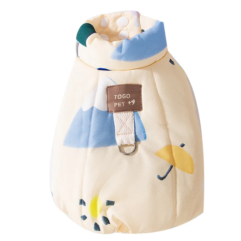 Parques de perros de otoño e invierno, chaqueta informal estampada con cuello alto, chaleco de tracción, chaqueta gruesa y cálida, ropa para perros de peluche, ropa para cachorros - imagen 5