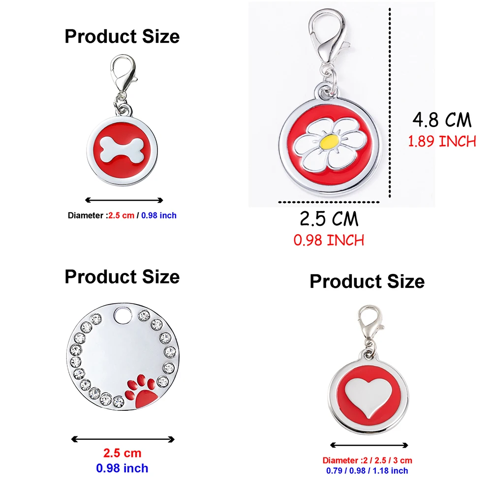 Etiqueta de identificación personalizada para mascotas, colgante con grabado personalizado para nombre de perro, cachorro, gato, Collar antipérdida, hueso, corazón, flor, accesorios inoxidables - imagen 3