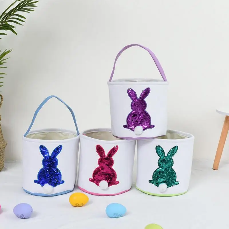 Bolsa de cesta de caza de huevos de pascua, bolsa bonita de cesta de pascua, bolsas de regalo de huevo de conejo para caza de huevos de pascua, suministros de recuerdo de fiesta portátiles - imagen 3