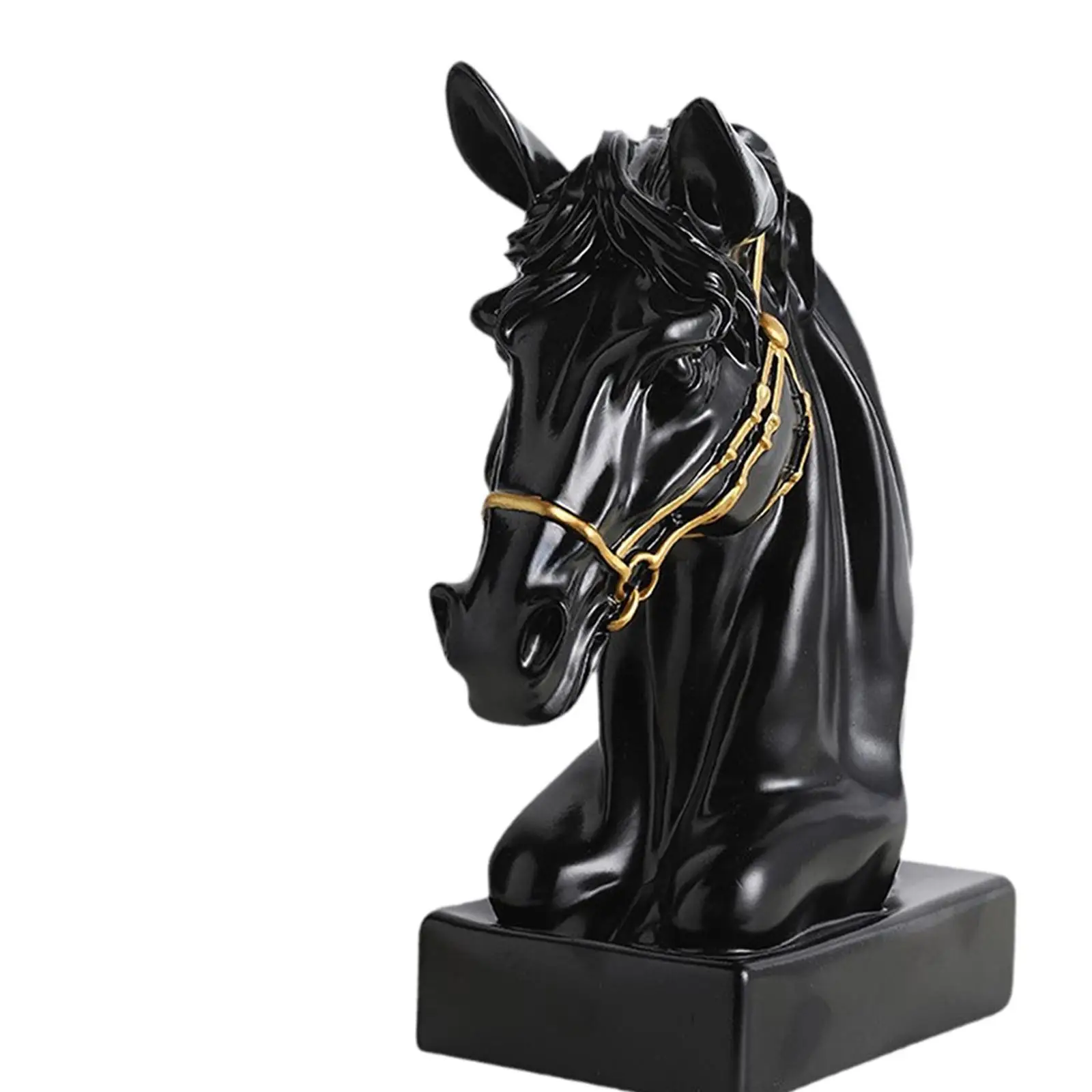 Estatuilla de arte de caballo, escultura abstracta de vinilo negro, decoración elegante de habitación para estante y mesa del hogar - imagen 5