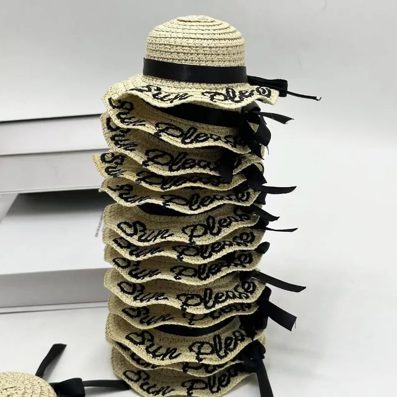 Sombreros de verano para mascotas, gorros artísticos de paja con protección solar, productos de sombrero de viaje con lazo, accesorios de decoración en miniatura creativos, gorros para perros y gatos