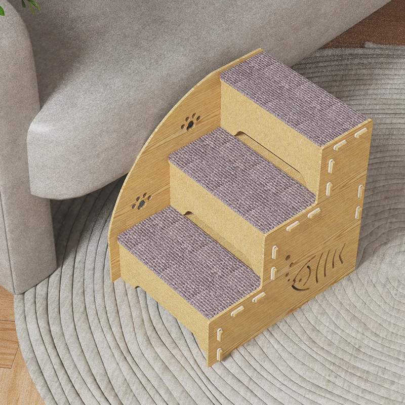 Escalera de escalada para mascotas, cama para perros y gatos mayores, sofá, escalones de madera de peluche - imagen 4