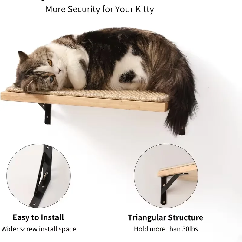 Detalle del poste rascador de sisal y escalón para gatos