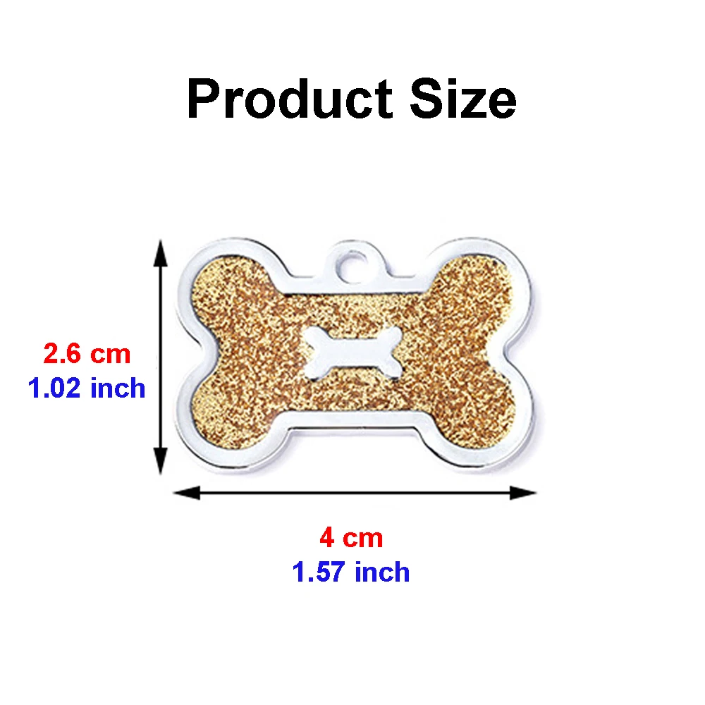Etiquetas personalizadas grabadas para perro y gato, colgante con nombre de identificación personalizado, accesorios para mascotas, colgante brillante de hueso - imagen 2