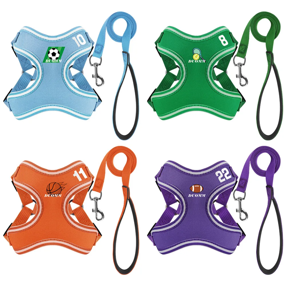 New Dog Harness Vest for Small Dogs Adjustable Reflective Pet Leash Set Cute Cartoon Design No Pull Soft Padded Walking Gear