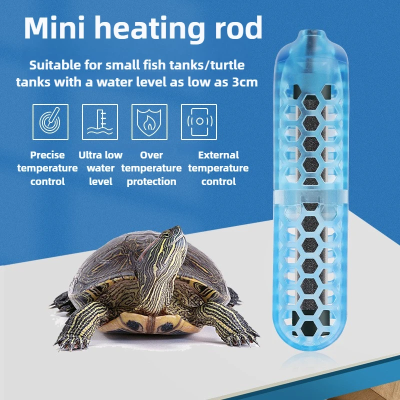 Varilla calefactora de tortuga de bajo nivel de agua de 3CM, calentador pequeño para acuario, varilla calefactora automática externa de temperatura constante, Mini