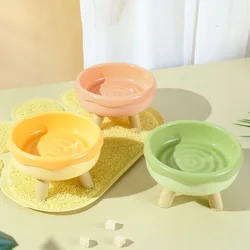 Cuenco elevado con patas para gatos – Diseño donut color macarrón