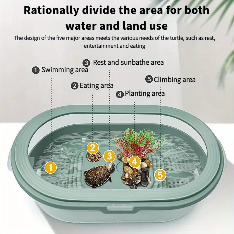 Tanque acrílico para tortugas con filtro – Terrario acuático - imagen 3