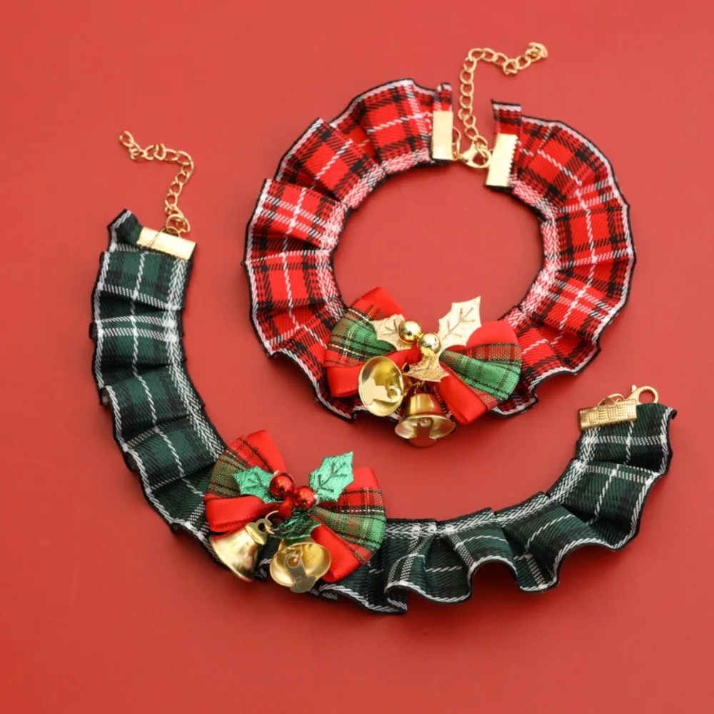 Collar navideño rojo con lazo de encaje para gatos y perros pequeños - imagen 2